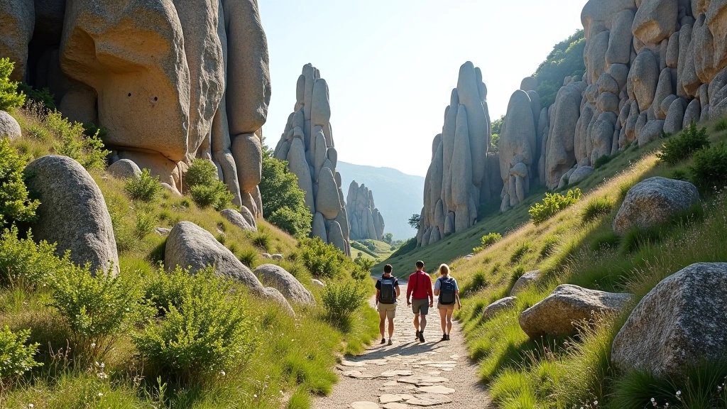 Český ráj rock formations and stone gates hiking path